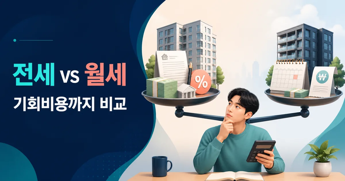 전세와 월세의 보증금 기회비용, 대출이자와 세액공제를 저울에 올려 비교하는 사회초년생