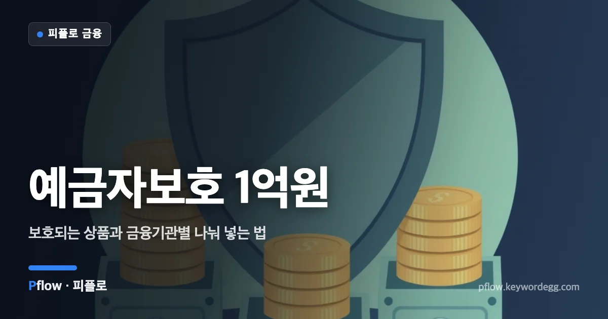 방패가 여러 금고에 나눠 담긴 동전 더미를 지키는 모습으로 예금자보호 한도와 분산 예치를 표현한 일러스트
