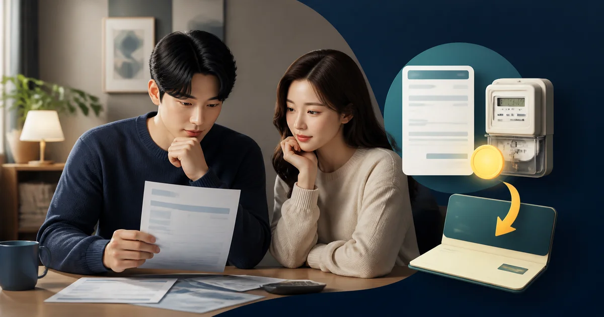 전기요금 고지서에서 과오납 환급 여부를 확인하는 모습