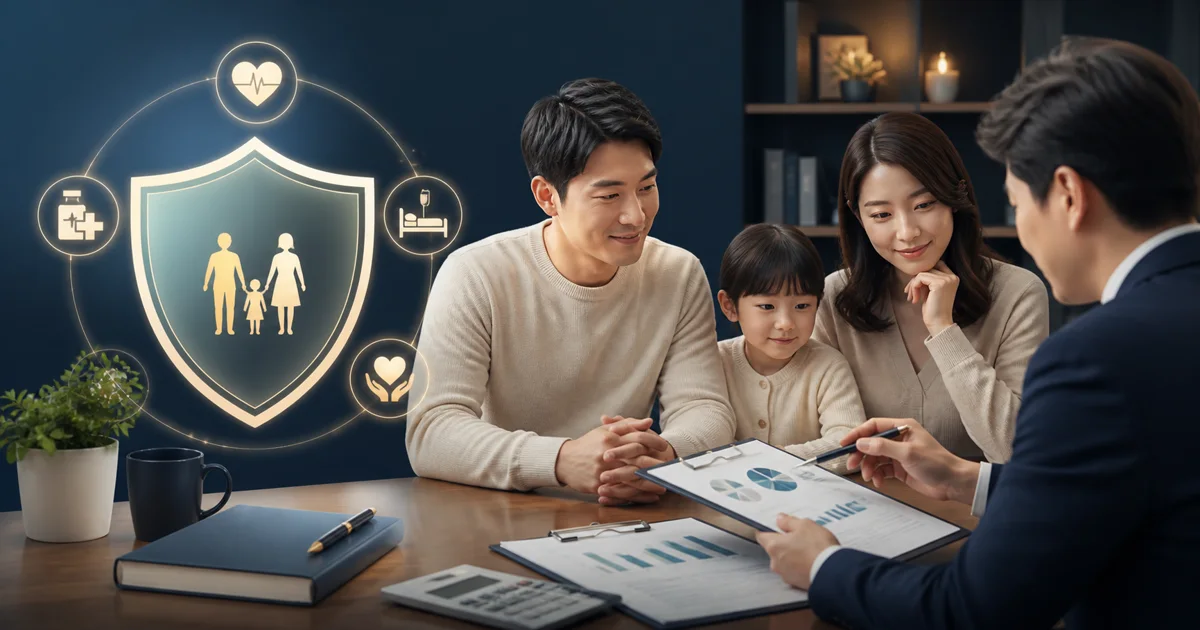암보험 보장 구조를 가족과 함께 상담하는 장면