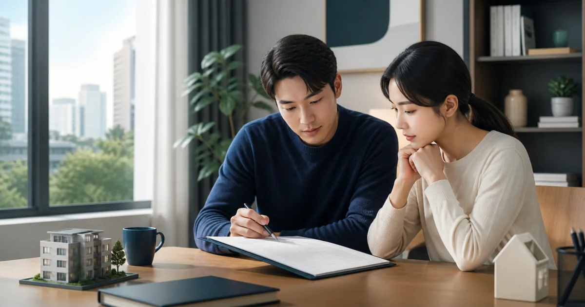 임대인과 임차인이 표준 임대차계약서를 확인하는 모습