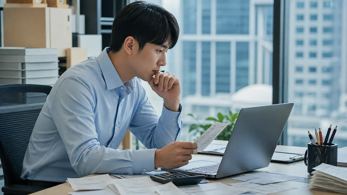 직장인이 연말정산 환급 예상액을 확인하는 모습