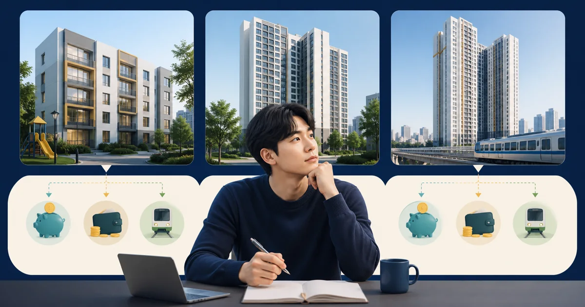 청년 공공임대주택의 총주거비를 비교하는 모습